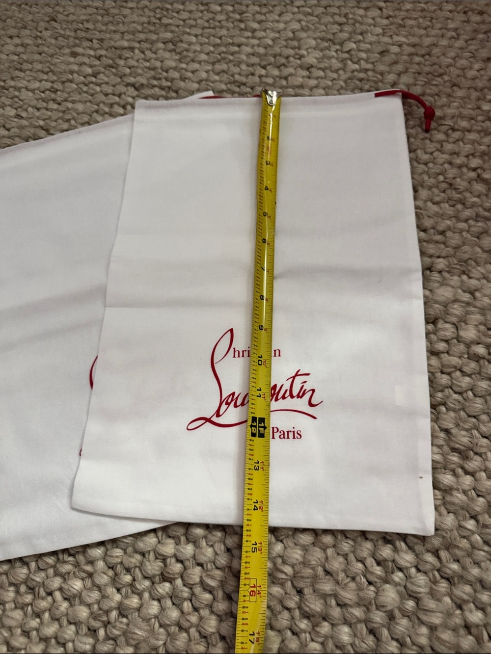 Authentic Christian Louboutin White Drawstring Dust Bags with Red Logo - Picture 2 of 3